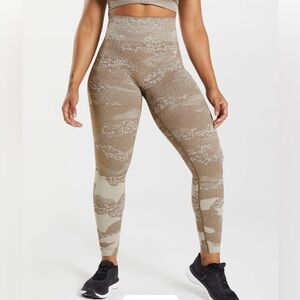 Gymshark Camouflage Leggings - Brown and Tan